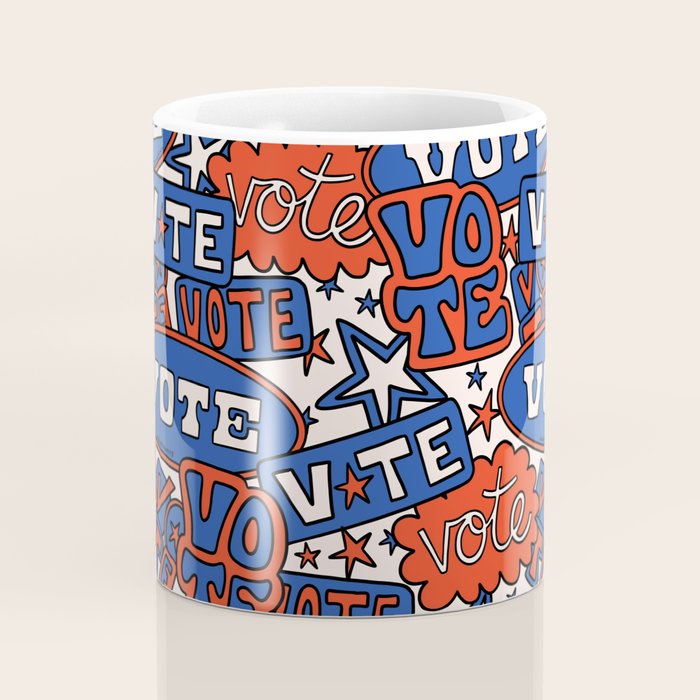 Vote Print in Red, White, and Blue Coffee Mug Gallery Image 4