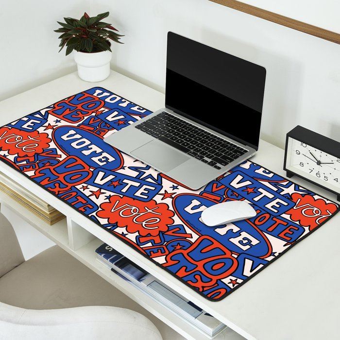 Vote Print in Red, White, and Blue Desk Mat Gallery Image 2