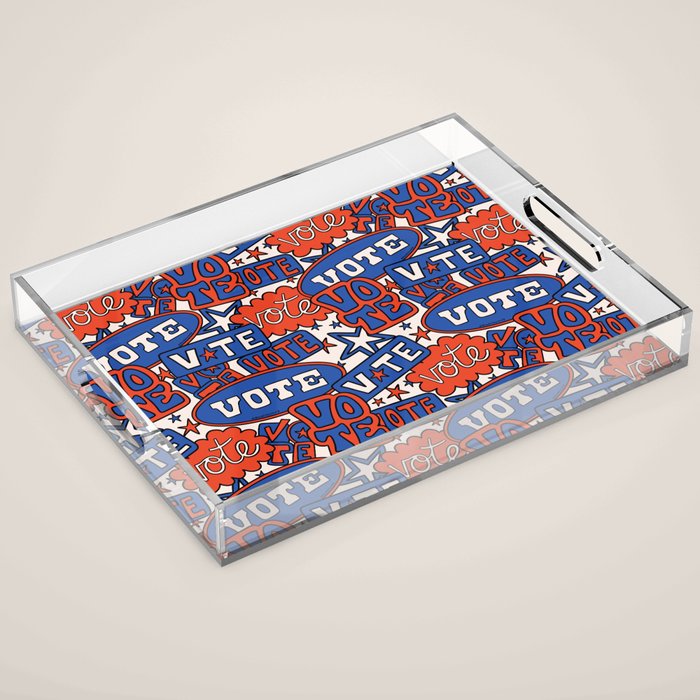 Vote Print in Red, White, and Blue Acrylic Tray Gallery Image 1