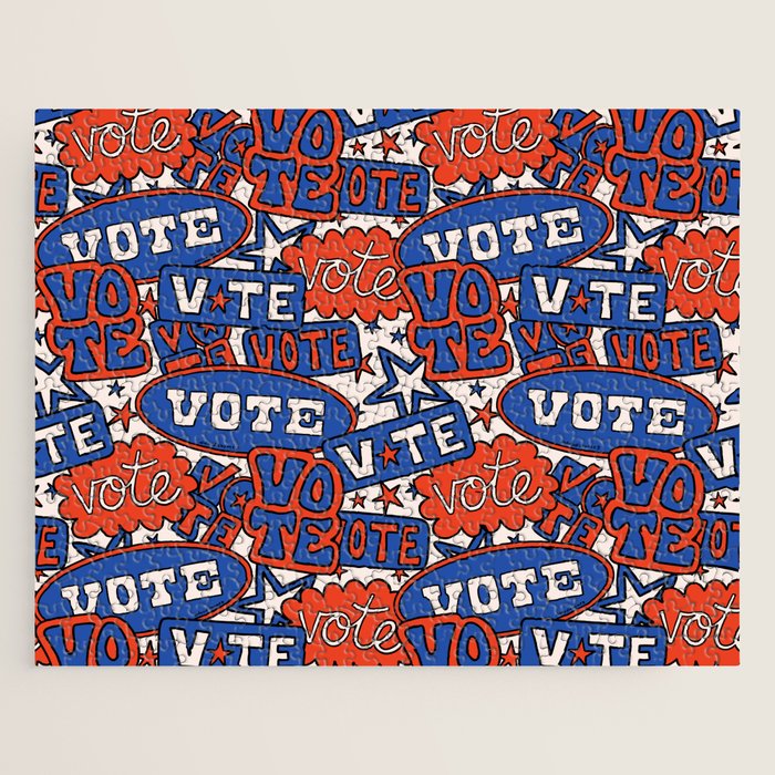 Vote Print in Red, White, and Blue Jigsaw Puzzle Gallery Image 1