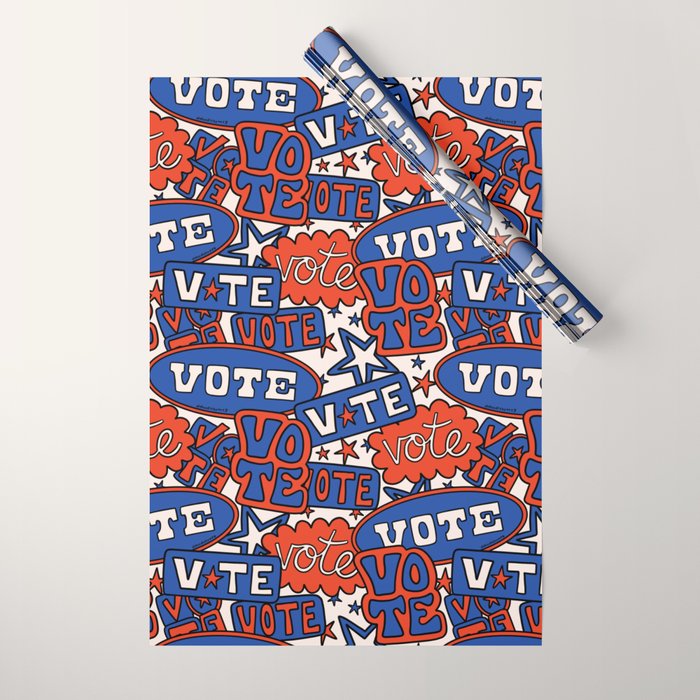 Vote Print in Red, White, and Blue Wrapping Paper Gallery Image 1