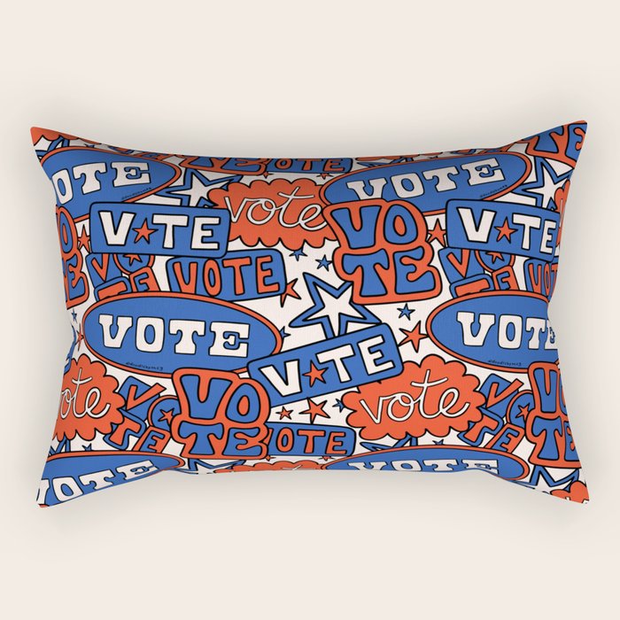 Vote Print in Red, White, and Blue Rectangular Pillow Gallery Image 1