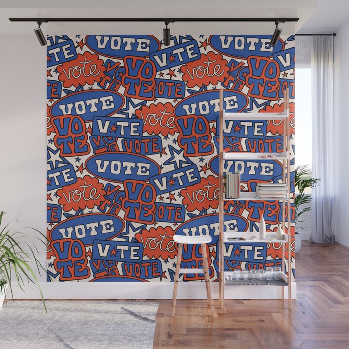 Vote Print in Red, White, and Blue Wall Mural Gallery Image 1