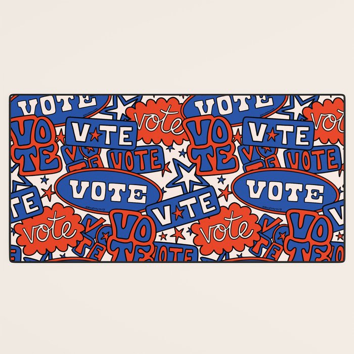 Vote Print in Red, White, and Blue Desk Mat Gallery Image 3