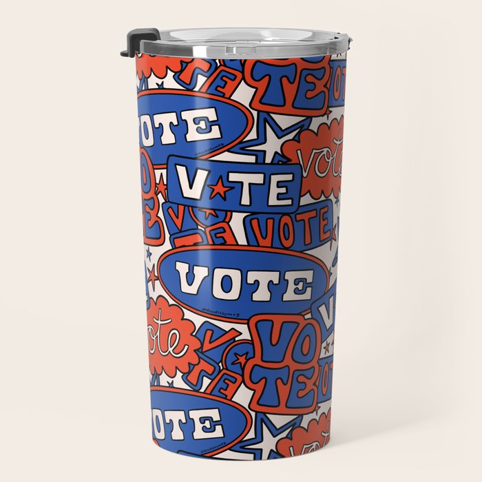 Vote Print in Red, White, and Blue Travel Mug Gallery Image 3