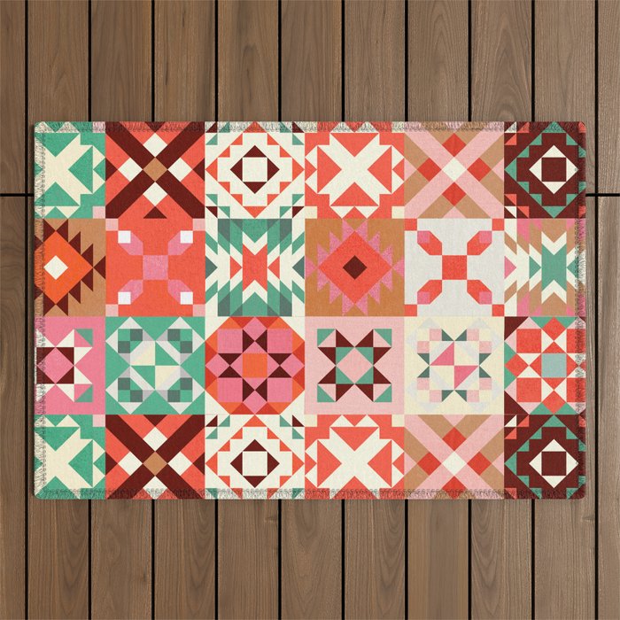 Winter Quilt Pattern no4 Outdoor Rug Gallery Image 1