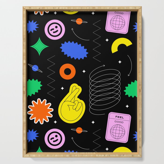 Modern minimalist art sticker pattern Serving Tray Gallery Image 1