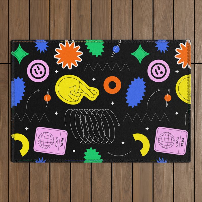 Modern minimalist art sticker pattern Outdoor Rug Gallery Image 1