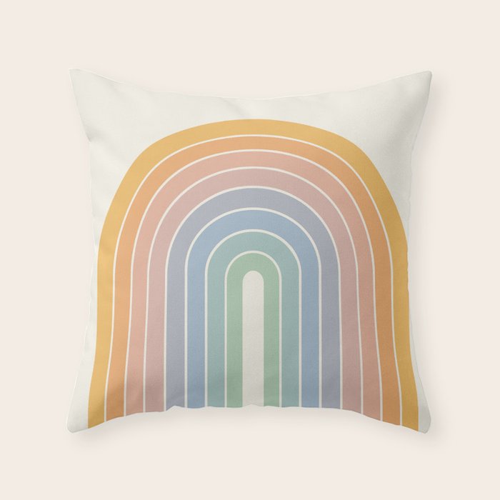 Gradient Arch XIII Retro Mid Century Modern Rainbow Throw Pillow Gallery Image 1