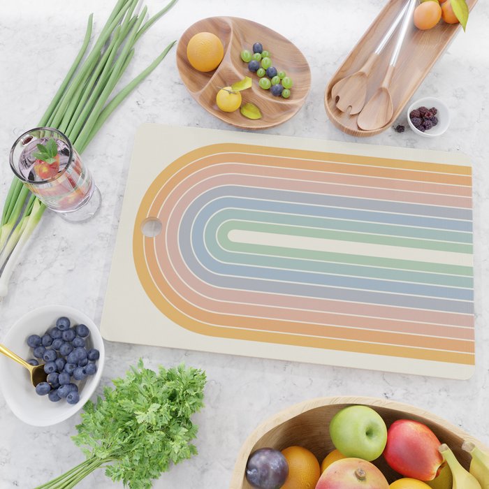 Gradient Arch XIII Retro Mid Century Modern Rainbow Cutting Board Gallery Image 2