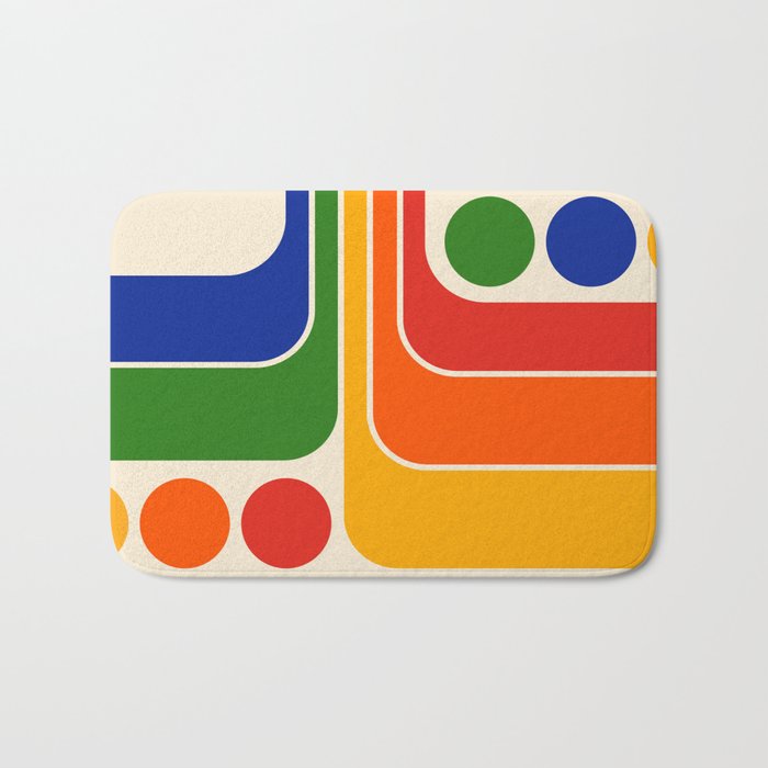 Retro 70s Stripe Colorful Rainbow 872 Primary Colors Bath Mat Gallery Image 1
