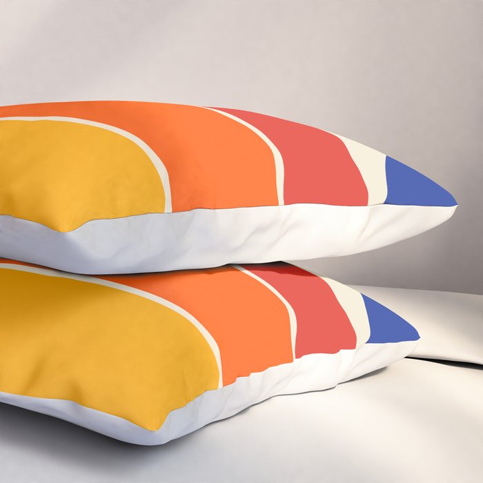 Retro 70s Stripe Colorful Rainbow 872 Primary Colors Pillow Sham Gallery Image 3