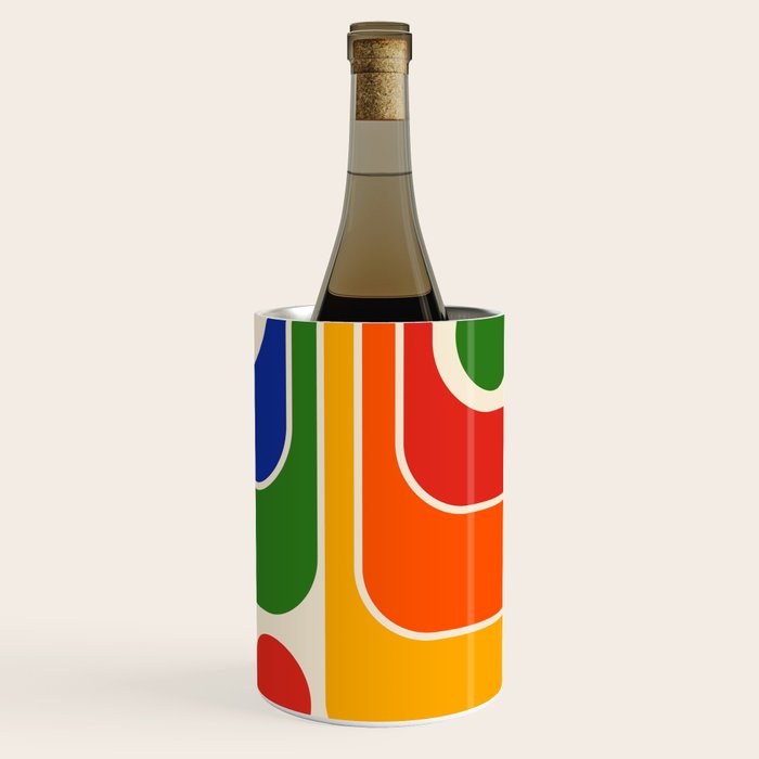 Retro 70s Stripe Colorful Rainbow 872 Primary Colors Wine Chiller Gallery Image 1