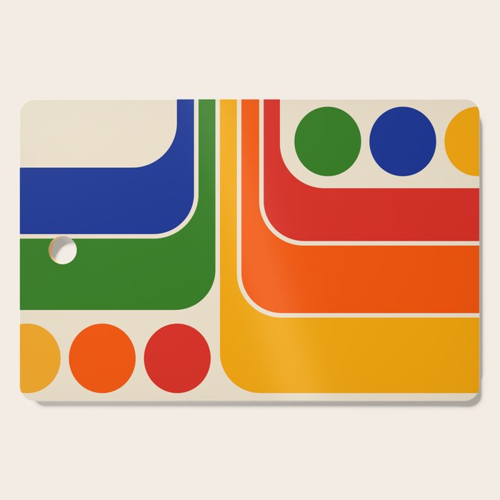 Retro 70s Stripe Colorful Rainbow 872 Primary Colors Cutting Board Gallery Image 1
