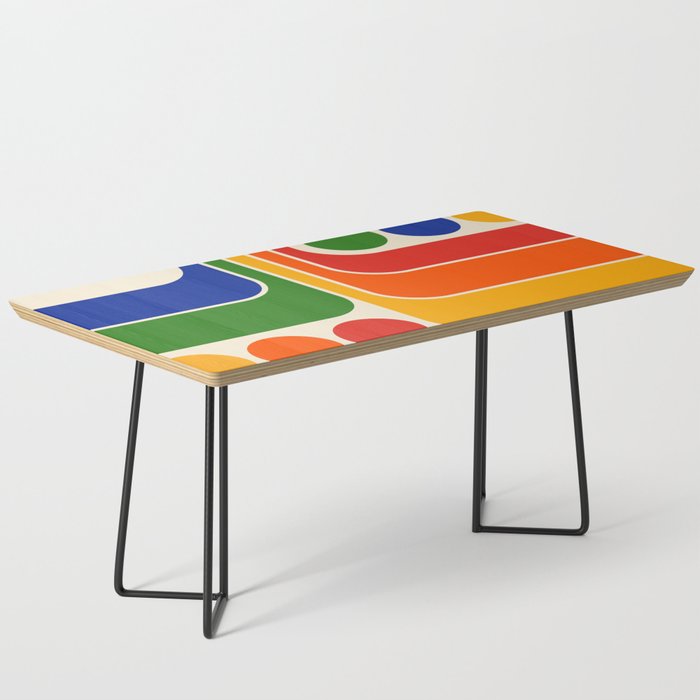 Retro 70s Stripe Colorful Rainbow 872 Primary Colors Coffee Table Gallery Image 1