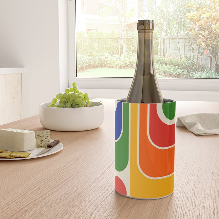 Retro 70s Stripe Colorful Rainbow 872 Primary Colors Wine Chiller Gallery Image 4