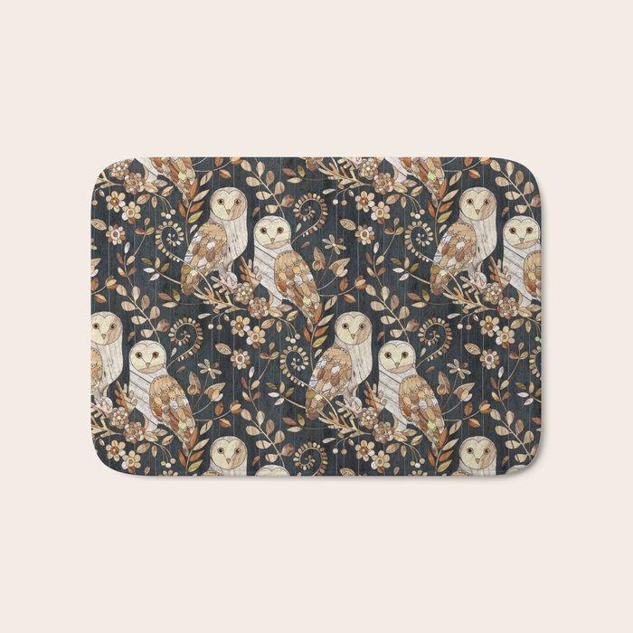Wooden Wonderland Barn Owl Collage Bath Mat Gallery Image 1