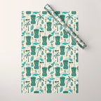 Tropical Tiki - Cream & Aqua Wrapping Paper Gallery Image 1