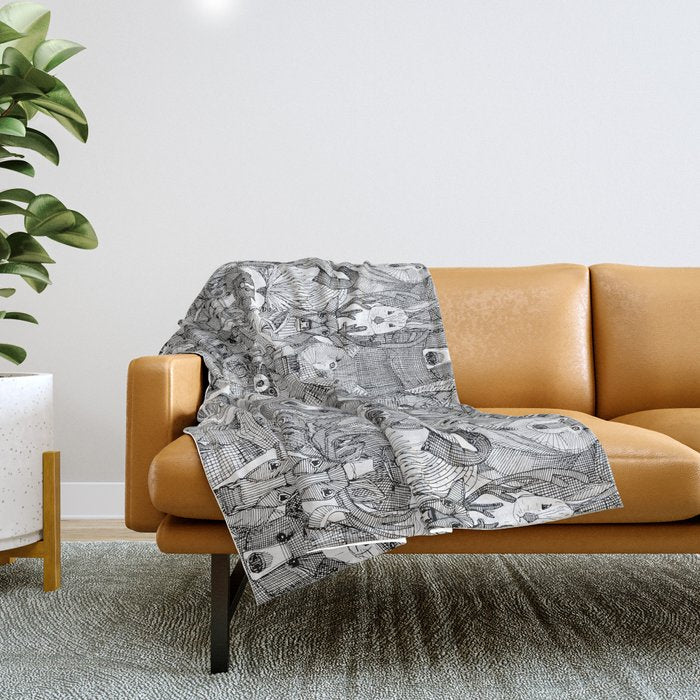 canadian animals black white Throw Blanket Gallery Image 1