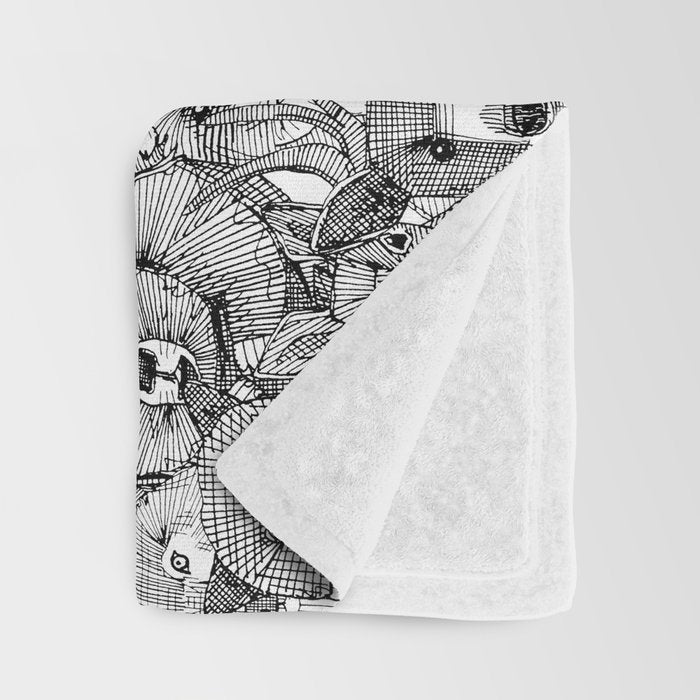 canadian animals black white Throw Blanket Gallery Image 3