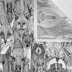 canadian animals black white Wall Tapestry Gallery Image 3
