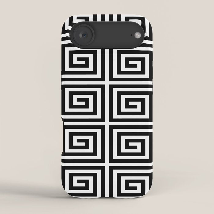 Greek Key Pattern 122 Black and White iPhone Case Gallery Image 2