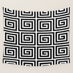 Greek Key Pattern 122 Black and White Wall Tapestry Gallery Image 4