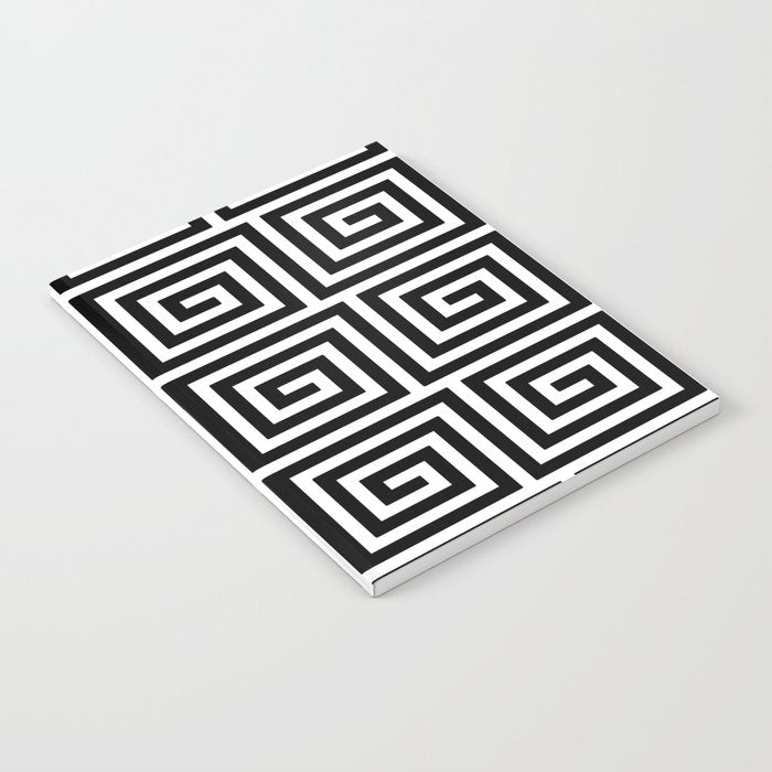 Greek Key Pattern 122 Black and White Notebook Gallery Image 2