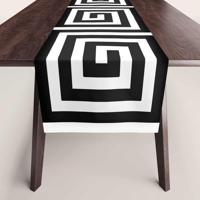Greek Key Pattern 122 Black and White Table Runner Gallery Image 1