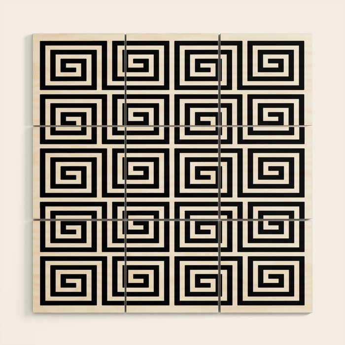 Greek Key Pattern 122 Black and White Wood Wall Art Gallery Image 1