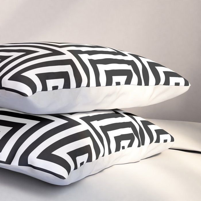 Greek Key Pattern 122 Black and White Pillow Sham Gallery Image 3