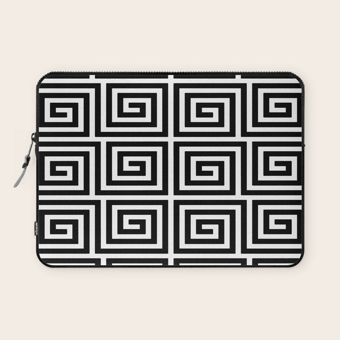 Greek Key Pattern 122 Black and White Laptop Sleeve Gallery Image 1