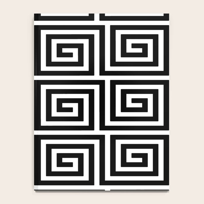 Greek Key Pattern 122 Black and White Notebook Gallery Image 4