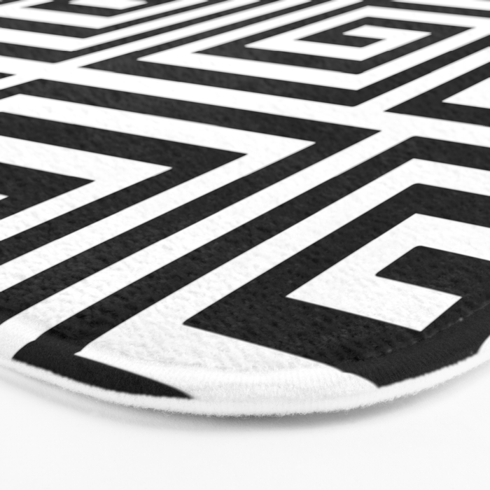 Greek Key Pattern 122 Black and White Bath Mat Gallery Image 3