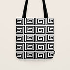 Greek Key Pattern 122 Black and White Tote Bag Gallery Image 1