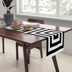 Greek Key Pattern 122 Black and White Table Runner Gallery Image 2