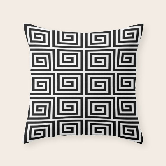 Greek Key Pattern 122 Black and White Throw Pillow Gallery Image 6