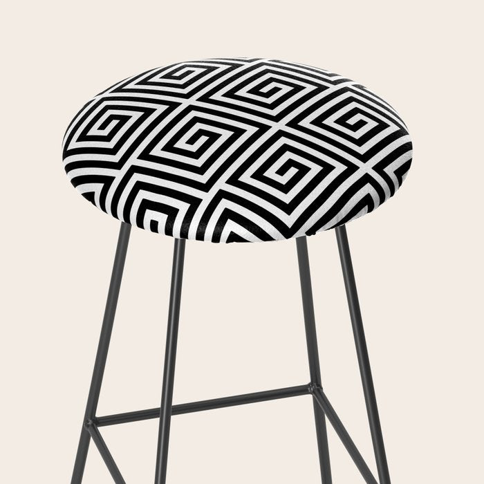Greek Key Pattern 122 Black and White Stool Gallery Image 2