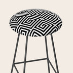 Greek Key Pattern 122 Black and White Stool Gallery Image 2