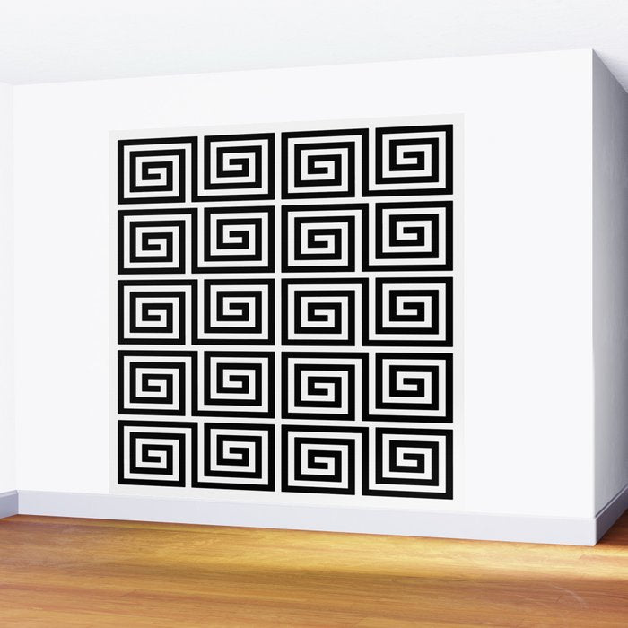 Greek Key Pattern 122 Black and White Wall Mural Gallery Image 2