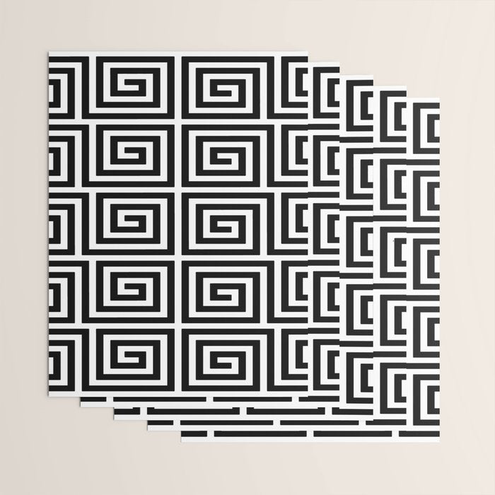 Greek Key Pattern 122 Black and White Wrapping Paper Gallery Image 3