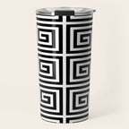 Greek Key Pattern 122 Black and White Travel Mug Gallery Image 1