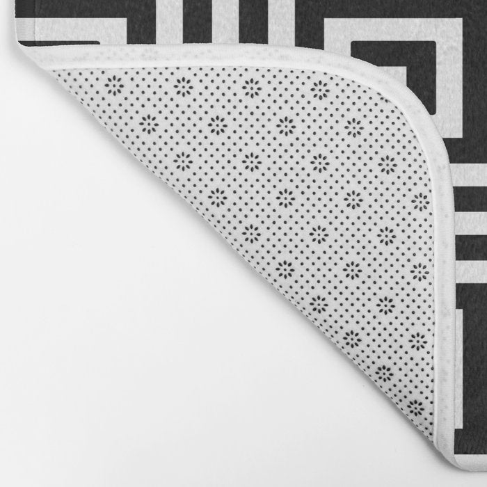 Greek Key Pattern 122 Black and White Bath Mat Gallery Image 2