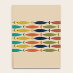 Midcentury Modern Multicolor Fish Stripe Pattern in Olive, Mustard, Orange, Teal, Beige Notebook Gallery Image 4