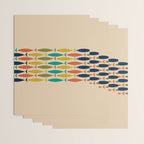 Midcentury Modern Multicolor Fish Stripe Pattern in Olive, Mustard, Orange, Teal, Beige Wrapping Paper Gallery Image 3