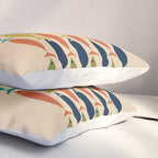 Midcentury Modern Multicolor Fish Stripe Pattern in Olive, Mustard, Orange, Teal, Beige Pillow Sham Gallery Image 3