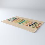 Midcentury Modern Multicolor Fish Stripe Pattern in Olive, Mustard, Orange, Teal, Beige Rug Gallery Image 3