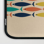 Midcentury Modern Multicolor Fish Stripe Pattern in Olive, Mustard, Orange, Teal, Beige Laptop Sleeve Gallery Image 3