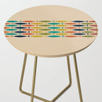 Midcentury Modern Multicolor Fish Stripe Pattern in Olive, Mustard, Orange, Teal, Beige Side Table Gallery Image 2