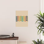Midcentury Modern Multicolor Fish Stripe Pattern in Olive, Mustard, Orange, Teal, Beige Poster Gallery Image 2